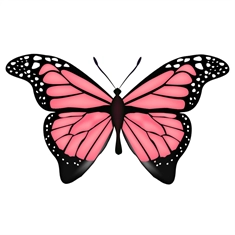 Butterfly Theme Pink And Black Butterfly Transparent Sticker Large